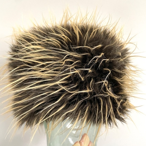 🛑 Brown w/ Frosted Tips Faux Fur Pillbox Hat - O/S 🇨🇳 - Picture 4 of 7